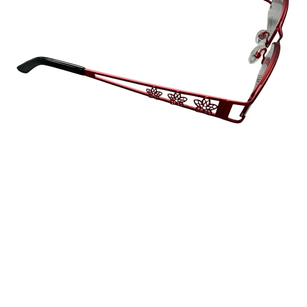 Valerie Spencer Eyeglass Frames Women 52-17-135 Burgundy Red Floral VS9218 Metal